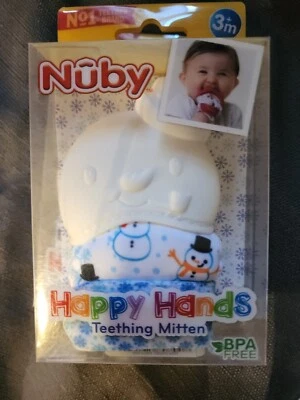 Teething Mitten Toy Nuby BPA Free Snowman Snowflakes Winter (T22) - Image 1 of 2