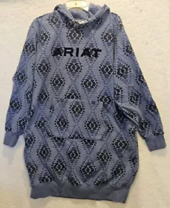 Abito Ariat Real Staycation blu con cappuccio canguro tasca pile pullover taglia XL - Foto 1 di 5