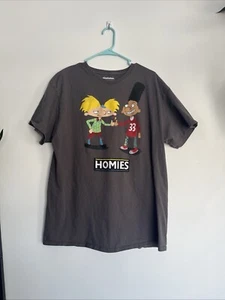 Nickelodeon Hey Arnold Mens XL Short Sleeve Shirt Homies Vintage Style Animated - Picture 1 of 9