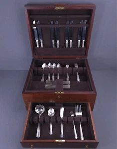 Wm A Rogers A1 Plus Oneida Ltd Besteck 65 Teile Pacific SilverCloth Holztruhe - Bild 1 von 23