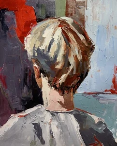 Boy head from the back. ORIGINAL IMPASTO OIL PAINTING. - Picture 1 of 6