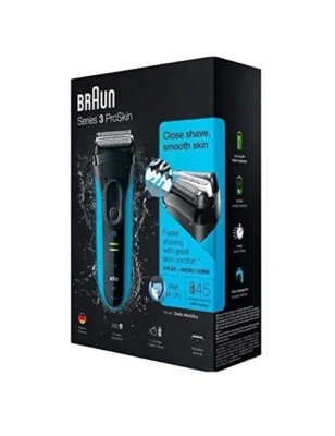 Braun Rasoio a Lamina Series 3 ProSkin 3010S Elettrico Ricaricabile Nero / Blu - Immagine 1 di 4