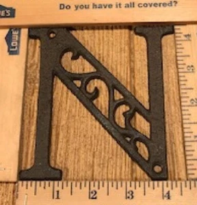 Letter "N" Ornate Cast Iron Filigree 4 5/8" tall by 4 1/2" wide Rustic 0557-N - Picture 1 of 24