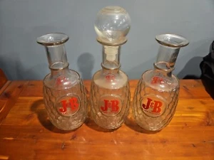 3 Vintage J&B Rare Scotch Decanter Clear Dimpled Glass Bar ware MCM - Picture 1 of 4