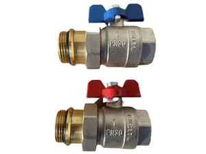 Kugelhahn-Set IG 1"xAG 1" für Heizkreisverteiler Messing  Verteiler PN 30 180°C - Bild 1 von 6