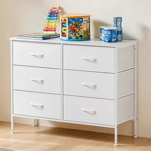 Drawer Storage Cabinet with 6 Fabric Bins, High dresser, Storage Tower - Picture 1 of 13