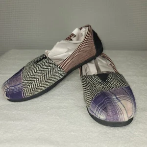 Madden Girl Plaid Herringbone Skull Design Slip On Slippers Women's Size 7.5M - Picture 1 of 18