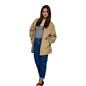 Womens Jacket 16 Plus Size Longline Bomber Stone Beige RRP £60 Boohoo - Picture 1 of 4
