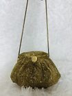 Vintage Gold Beaded Satin Evening Clutch Purse Shoulder Bag LaRegale LTD