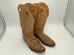 Tony Lama Buckaroo abgenutzt hellbraun Leder Cowboystiefel Herren 11 D 6075 USA abgenutzt - Bild 1 von 5