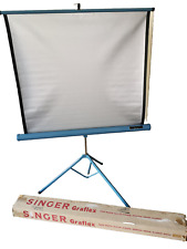 VTG Polaris By SINGER Silver Flyer 40 x 40 Projection Screen Tripod Stand In Box