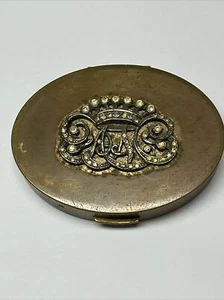 Vintage brass make up case ornate jewels mirror, 1940s, 1950s retro - Picture 1 of 3