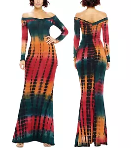 Sassy Long Sleeve Tie-Dye Mermaid Maxi Dress - Picture 1 of 4