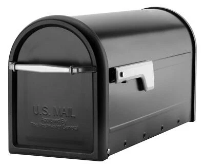 Medium Black Mailbox Galvanized Steel Powder Coated with Cast Aluminum Handle - Image 1 of 4