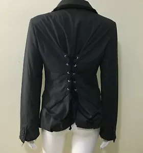 Hazel Anthropologie Blazer Women's Sz M Black Micro Houndstooth 3 Button Jacket - Picture 1 of 10
