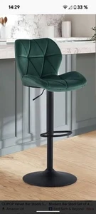 Velvet Bar Stool Green - Picture 1 of 6