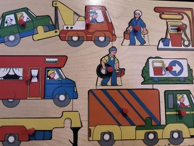 Vintage, 1960, wooden puzzle, Simplex, made in Holland, workers, 10 pieces - Image 1 of 2