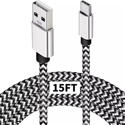 15 Feet USB Type C Charger Cable Extra Long Cord Smartphone Android Phone Tablet - Image 1 of 4