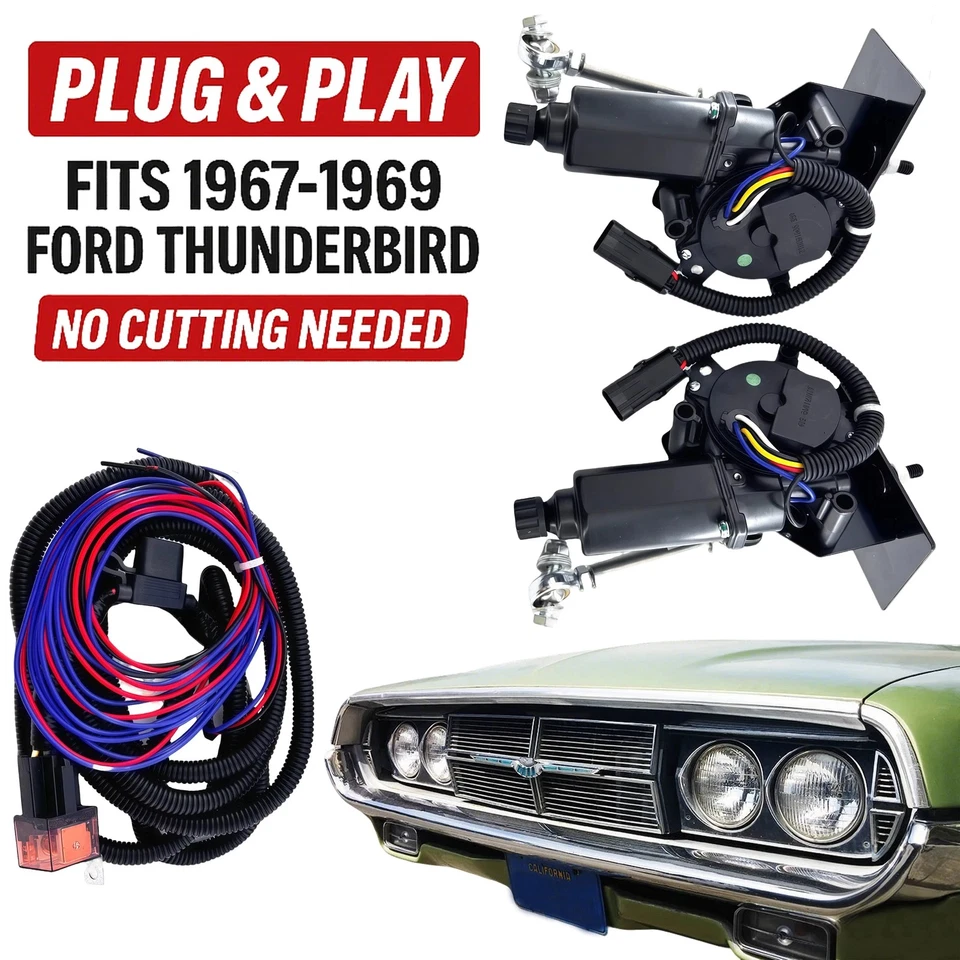 Electric Headlight Motor Conversion Kit for 1967-69 Ford Thunderbird New Motors - Image 1 of 4