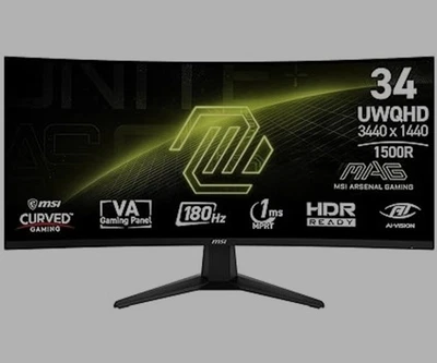 MSI MAG 346CQ - 34-inch 3440 x 1440 (UWQHD) Curved Gaming Monitor, 180Hz - Image 1 of 4