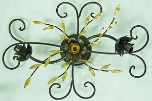 PLAFONIERA LED CON LE FOGLIE COLORE FOGLIA ORO ART.549 ARTE FIORENTINA NUOVA - Bild 1 von 1