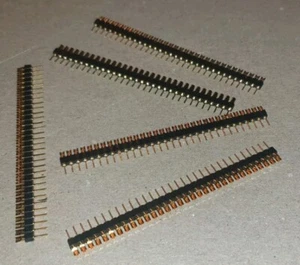 5 x Stiftleiste 1-reihig 32-polig gerade, Lötkelch, Raster 2,54mm, Goldkontakt - Bild 1 von 2