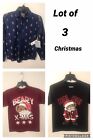 NWT Boys Christmas Long Sleeve Shirt Wine & Black T Shirt Size M(10-12) Lot Of 3