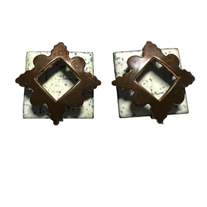 Vintage Matisse Earrings Mixed Media Copper Enamel Modernist Clip On - Picture 1 of 8