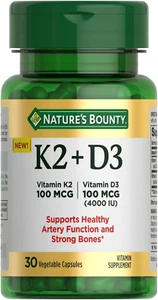 Nature's Bounty Vitamin D3 4000 IU & K2 100 mcg for Heart & Bone Health - Picture 1 of 9