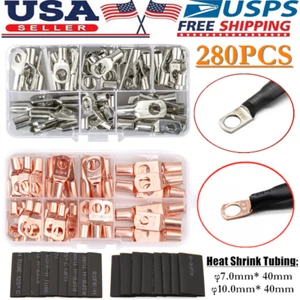 280/140Pcs Copper Wire Ring Terminals Lug SC Battery Welding Bare Connectors Set - Picture 1 of 15