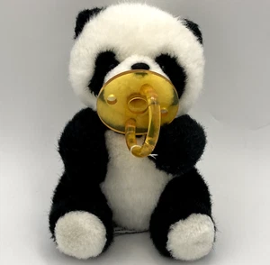 Vintage Russ Berrie Plüsch Panda Bär Popo mit Schnuller klein 6 Zoll Stofftier - Bild 1 von 9