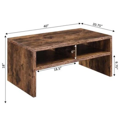 Mesa de centro Convenience Concepts 40" L, tablero de partículas rectangular con estantes Foto 1 de 4