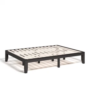 Modern Queen Size Bed Frame Solid Wood Platform Foundation 500lbs - Picture 1 of 6
