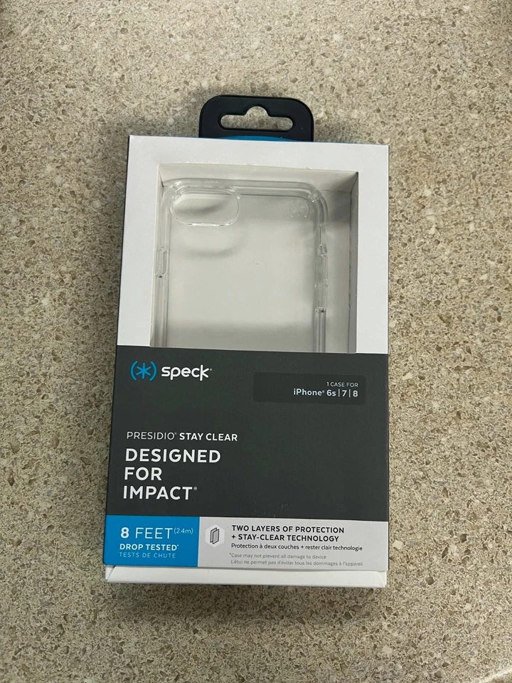 Speck Presidio Stay Clear Apple iPhone 8, 7, 6S Capa Transparente Novo Pacote Aberto - Imagem 1 de 2