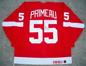 JERSEY PROFESIONAL DE ALAS ROJAS DETROIT FIRMADA KEITH PRIMEAU con certificado de autenticidad - Imagen 1 de 5