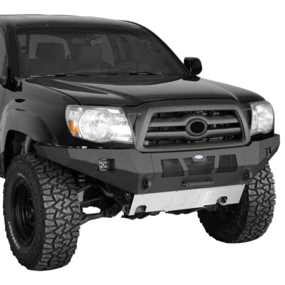 Parachoques delantero todoterreno de acero con placa de deslizamiento de acero inoxidable para Toyota Tacoma 2005-2011 Foto 1 de 4