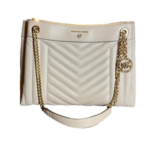 Michael Kors Schultertasche Susan Medium beige gesteppt Leder Kettenriemen [056]C - Bild 1 von 19