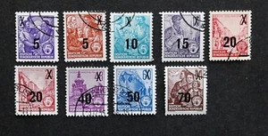 East Germany DDR - Nine 5-Year Plan Surcharge Overprint Stamps - Picture 1 of 1