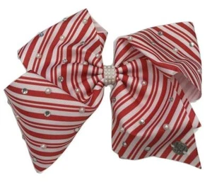 JoJo Siwa Christmas Candy Cane Stripe Large Christmas Holiday Dance Hair Bow - Picture 1 of 2