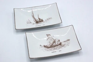 Paar Vista Alegre Portugal Schiff Segelboot Tabletts BARCAS & CARAVELAS - Bild 1 von 7