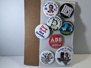 Mixed Lot 8 Of George W. Bush Campaign Pinback Buttons - Picture 1 of 4
