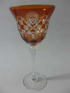 Bleikristall Römer Weinglas Winehock Sammlerstück Bernstein 20,3 cm Vintage - Picture 1 of 5
