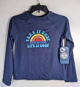 LIFE IS GOOD Kids Long Sleeve SUNSHIRT UPF 50+ Rashguard Swim Beach UV MEDIUM - Picture 1 of 2