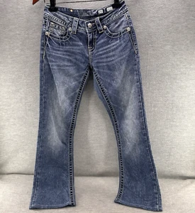 MISS ME - Women’s Sz 25 RELAXED Boot Rhinestone Cut Star Pocket Jeans A46 - Picture 1 of 15