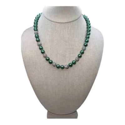 Nuevo collar Charter Club pavé bola de fuego verde azulado imitación perlas Foto 1 de 4