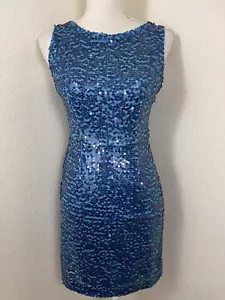 Marc Jacobs Women’s Size 2 Blue Sequin Sparkly Sheath Short Dress zip formal - Picture 1 of 12