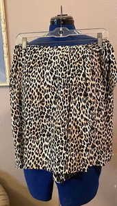 Emma James Women's Sz 10 Leopard print 100% Silk Faux Wrap Skort Short Skirt - Picture 1 of 10