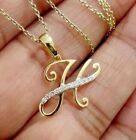 1Ct Round Real Moissanite Initial Letter ''H" Pendant 14K Yellow Gold Plated