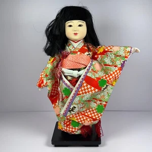 Vintage große japanische Ichimatsu Mädchen Puppe mit mehrfarbigem Kimono Kleid - Bild 1 von 9