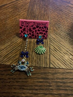 Betsey Johnson Blue Crab Shell Earrings  - Image 1 of 3